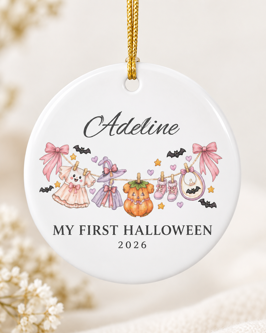 Personalized My First Halloween 2026 Ceramic Ornament | Baby Halloween Keepsake