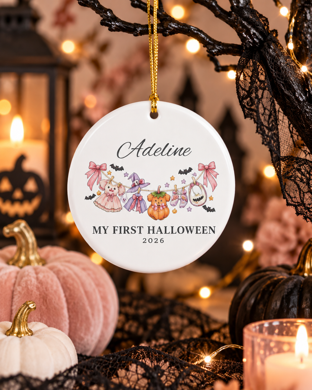 Personalized My First Halloween 2026 Ceramic Ornament | Baby Halloween Keepsake