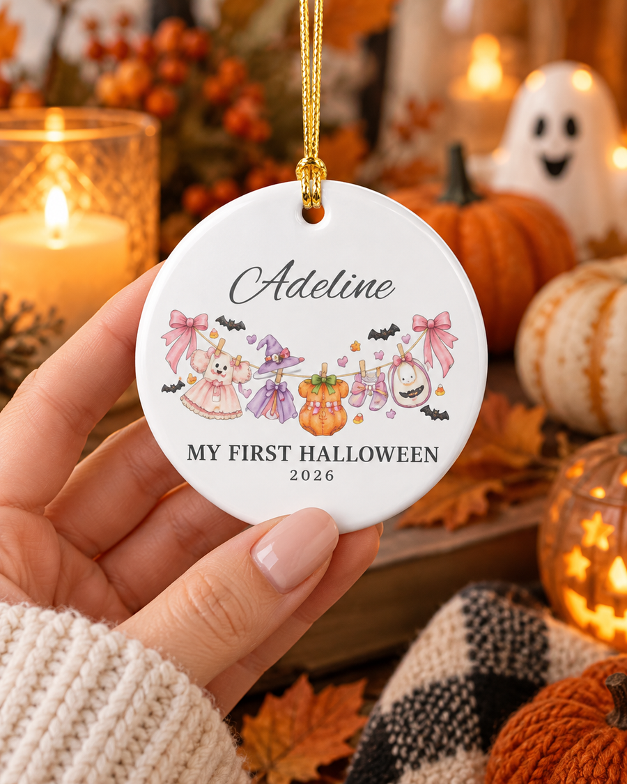 Personalized My First Halloween 2026 Ceramic Ornament | Baby Halloween Keepsake