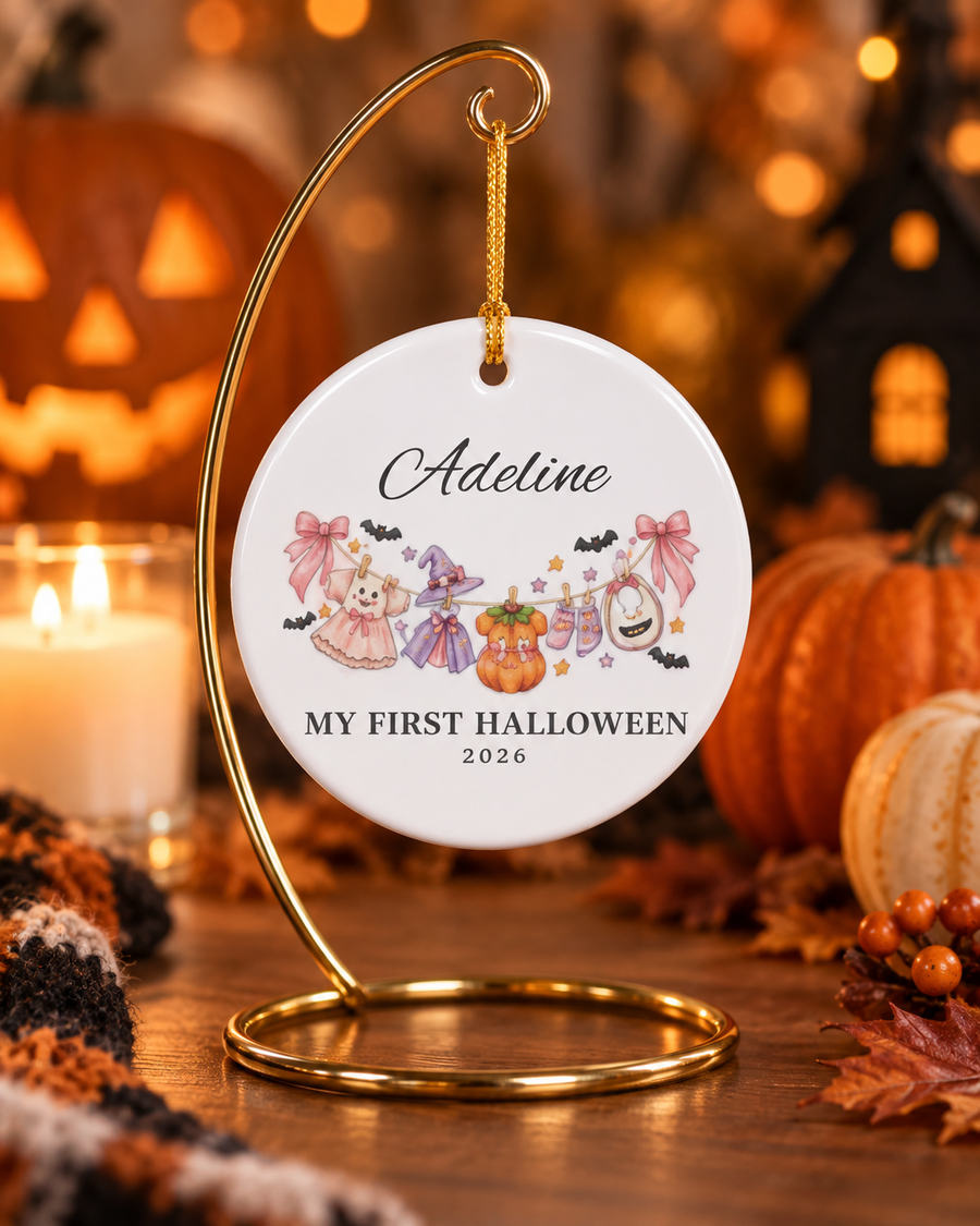 Personalized My First Halloween 2026 Ceramic Ornament | Baby Halloween Keepsake