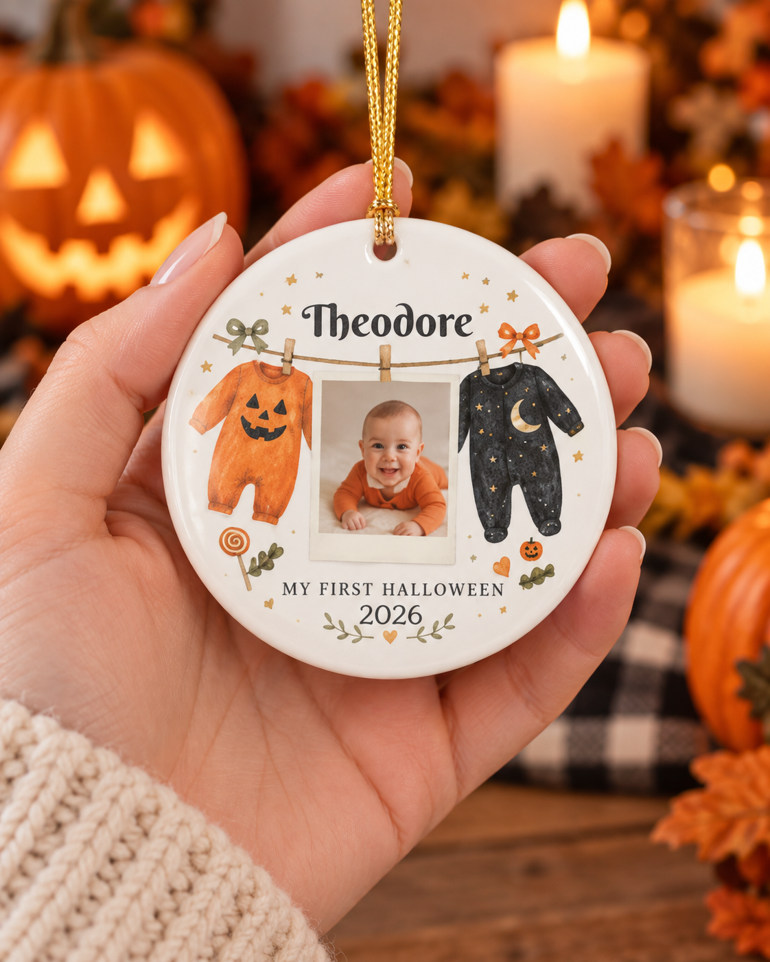 My First Halloween 2026 Photo Ornament Ceramic Decoration