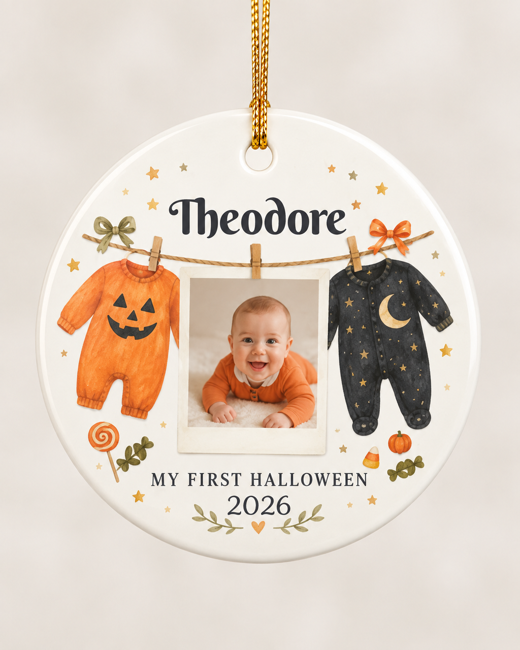 My First Halloween 2026 Photo Ornament Ceramic Decoration
