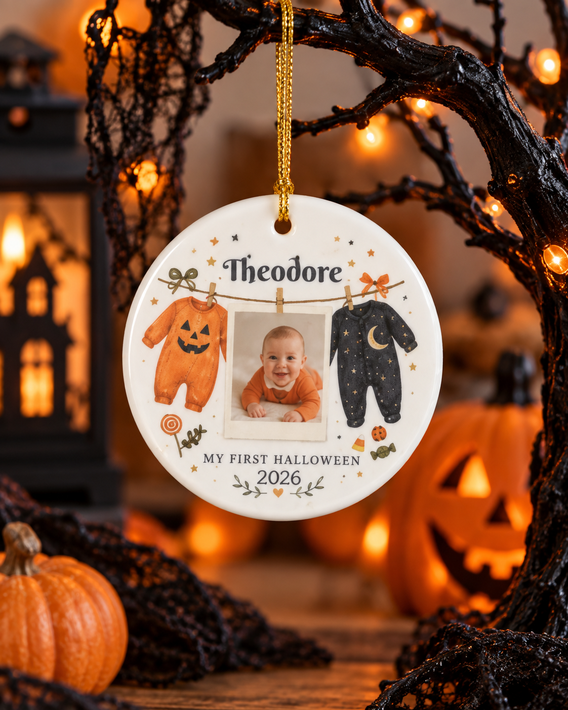 My First Halloween 2026 Photo Ornament Ceramic Decoration