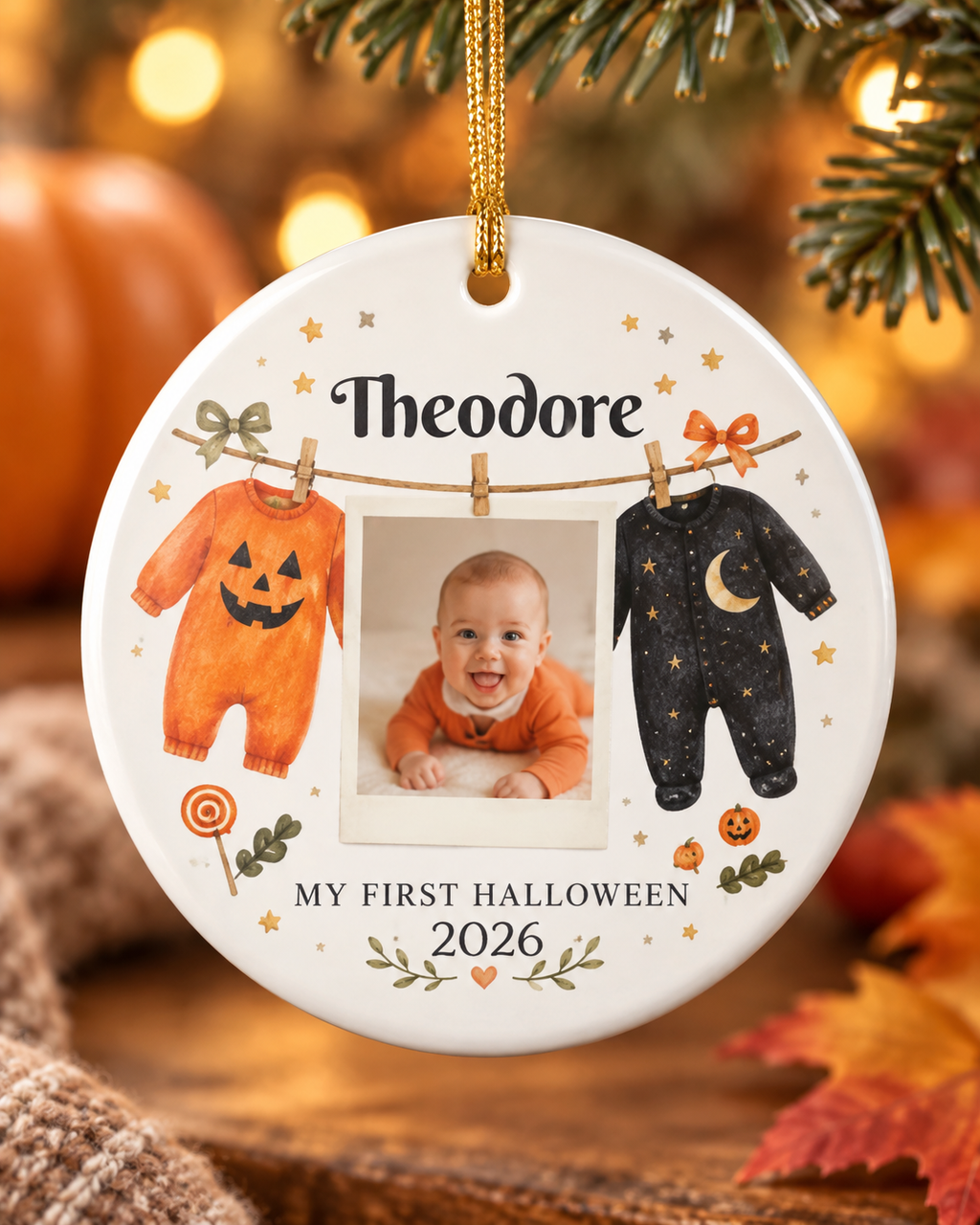 My First Halloween 2026 Photo Ornament Ceramic Decoration