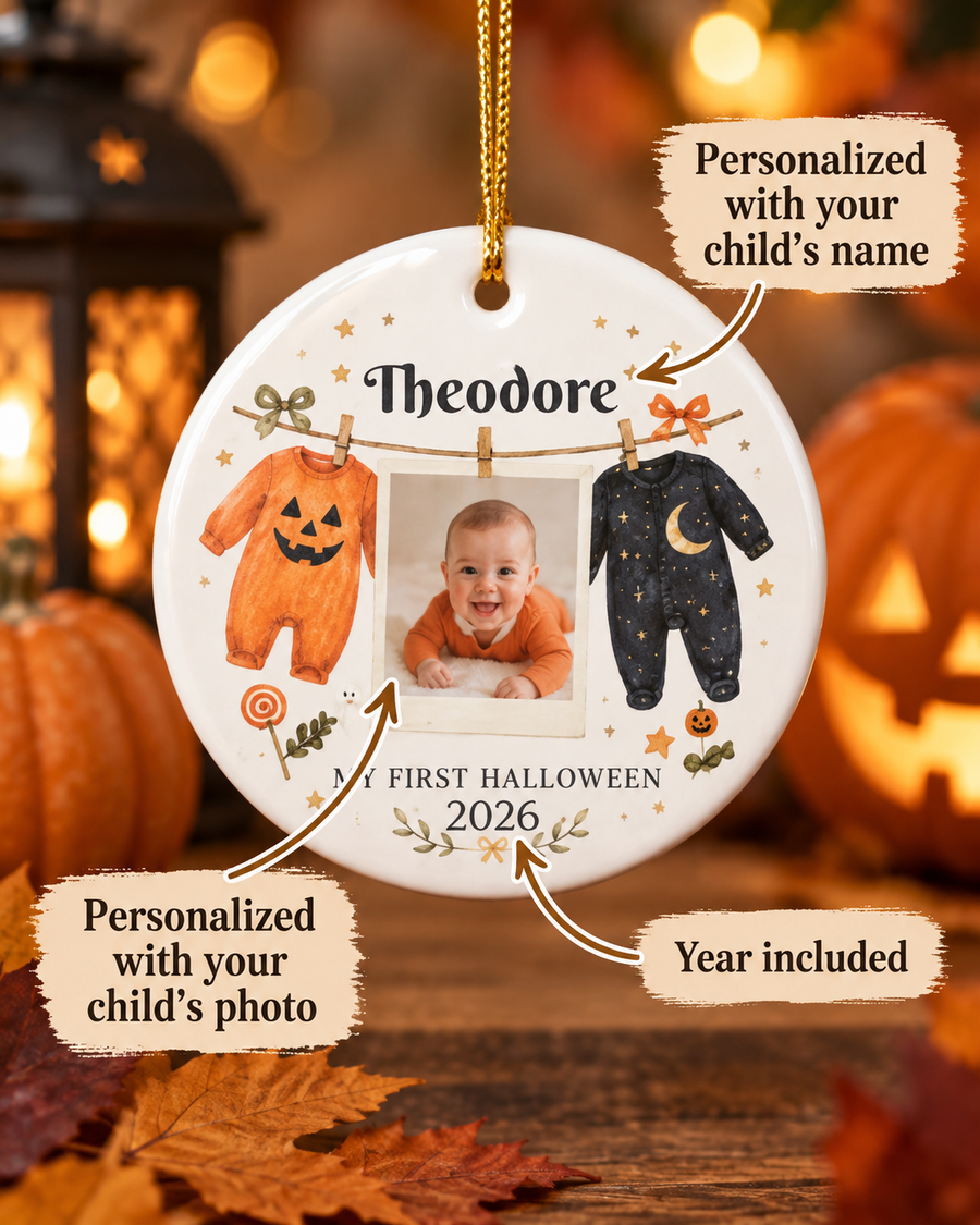 My First Halloween 2026 Photo Ornament Ceramic Decoration