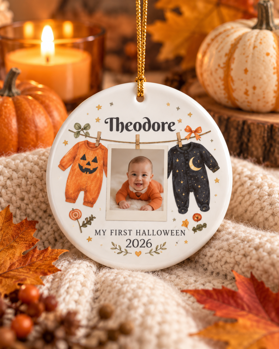 My First Halloween 2026 Photo Ornament Ceramic Decoration