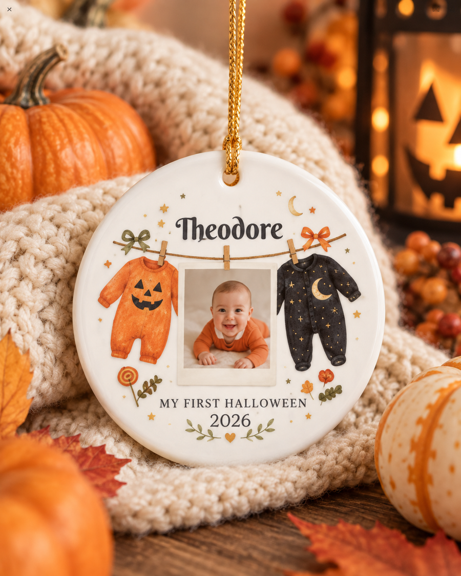 My First Halloween 2026 Photo Ornament Ceramic Decoration