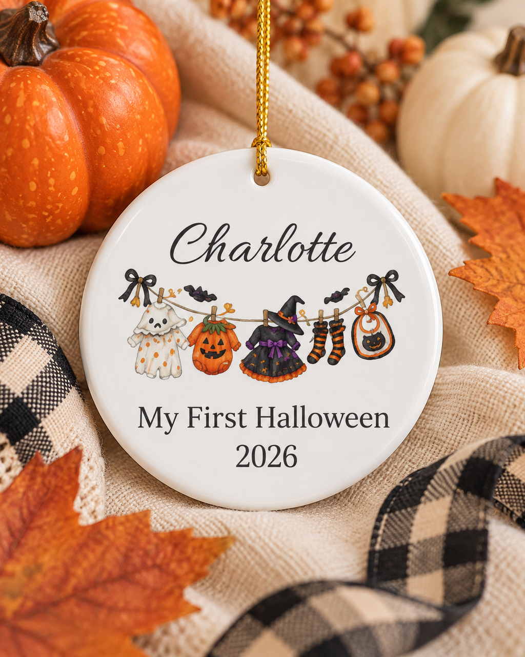 My First Halloween 2026 Ceramic Ornament | Baby Name Personalized