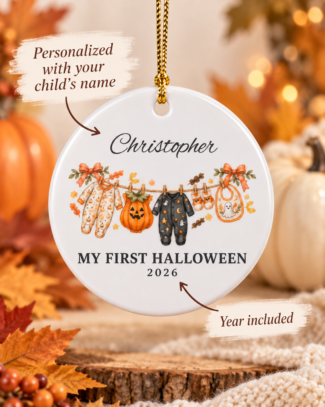 My First Halloween Baby Ornament | Ceramic Personalized Keepsake