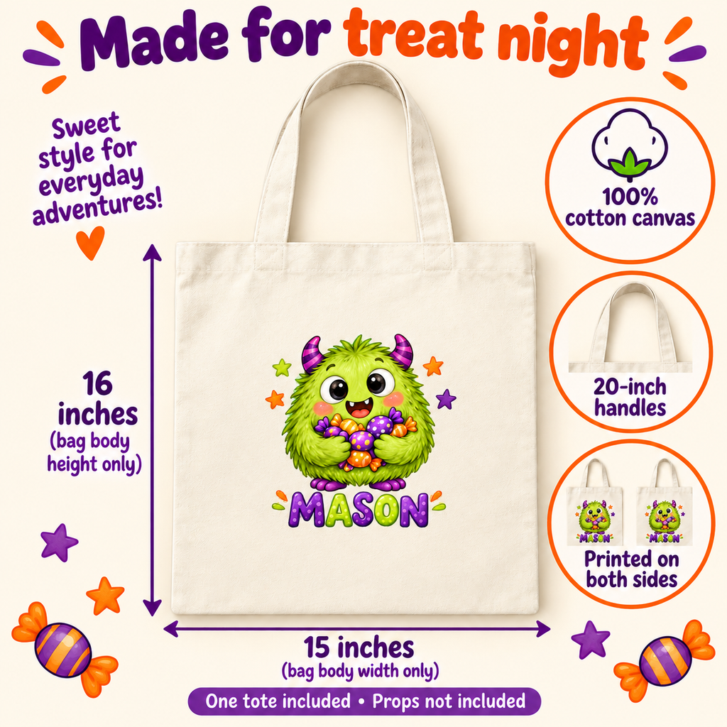 Personalized Candy Monster Halloween Treat Bag