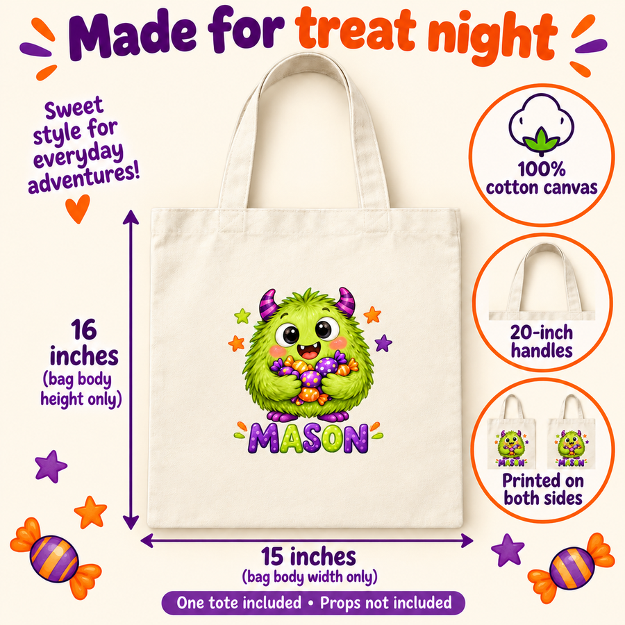 Personalized Candy Monster Halloween Treat Bag