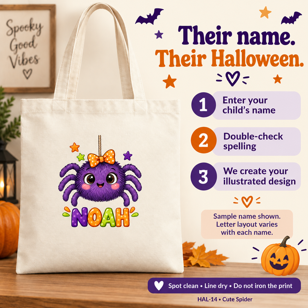 Personalized Cute Spider Halloween Treat Bag