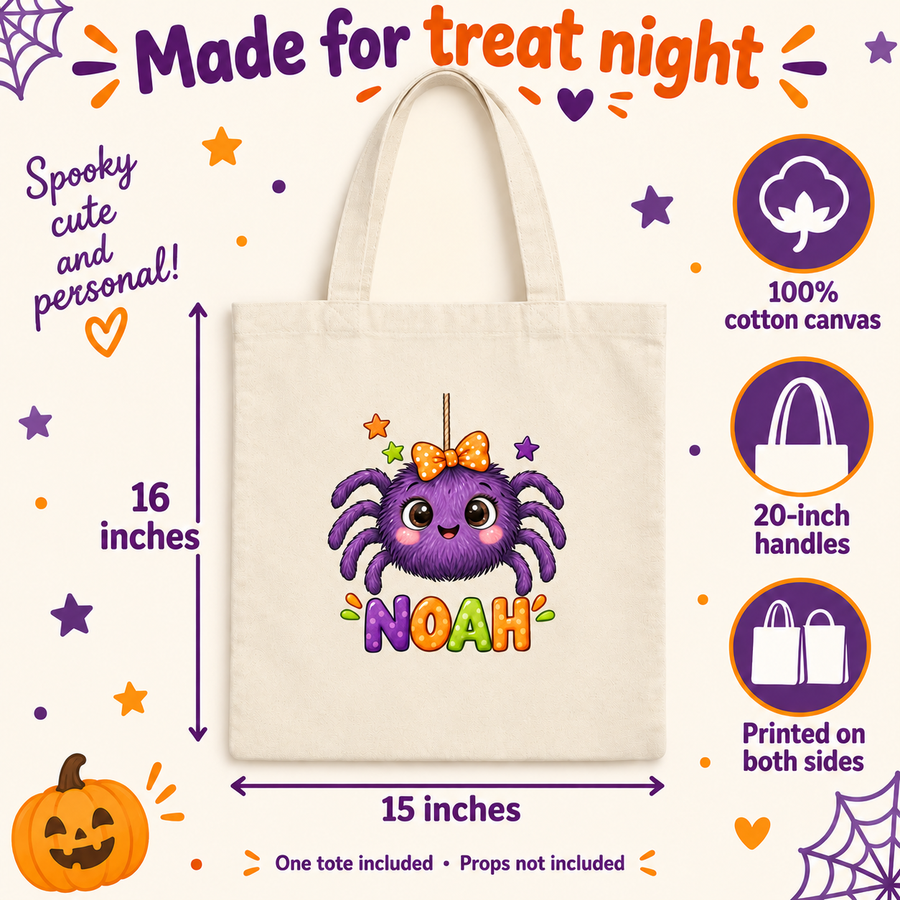 Personalized Cute Spider Halloween Treat Bag