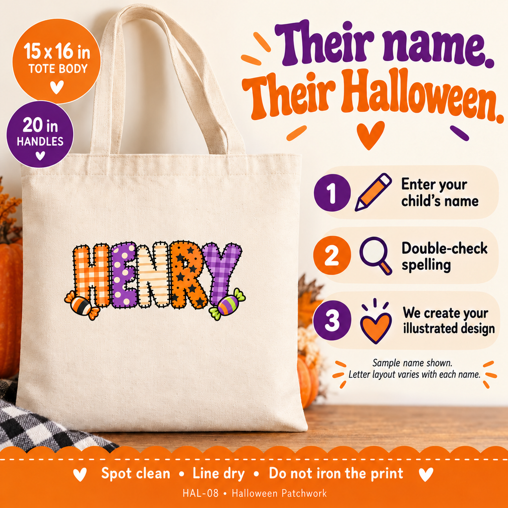 Personalized Patchwork Halloween Treat Bag