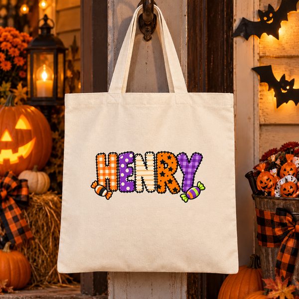 Personalized Patchwork Halloween Treat Bag