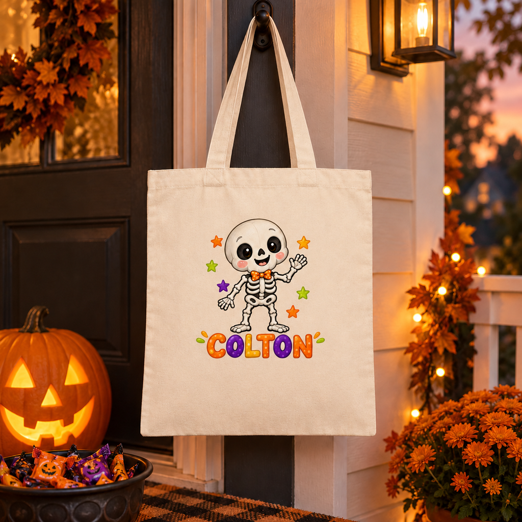 Personalized Little Skeleton Halloween Treat Bag