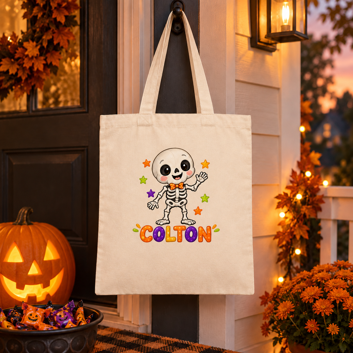 Personalized Little Skeleton Halloween Treat Bag