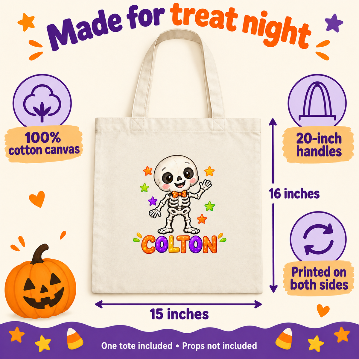 Personalized Little Skeleton Halloween Treat Bag