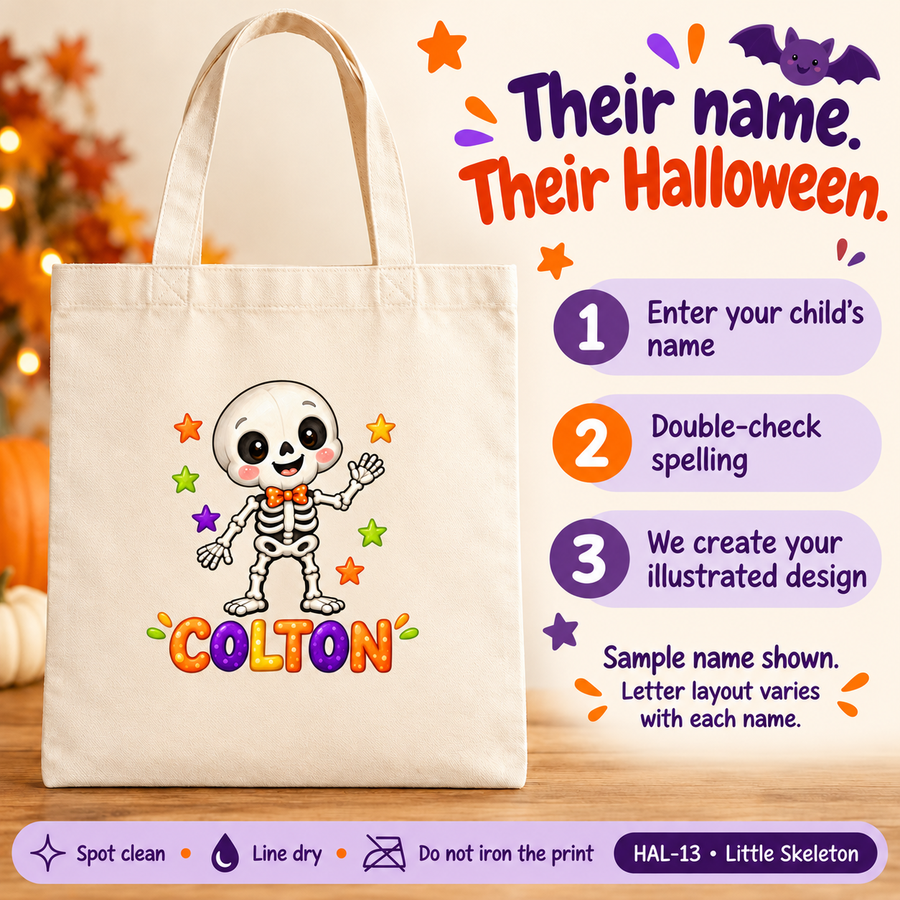 Personalized Little Skeleton Halloween Treat Bag