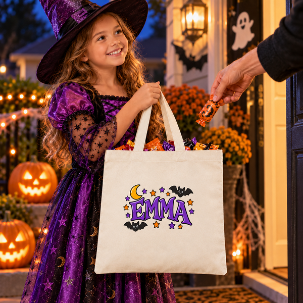 Personalized Midnight Stars Halloween Treat Bag