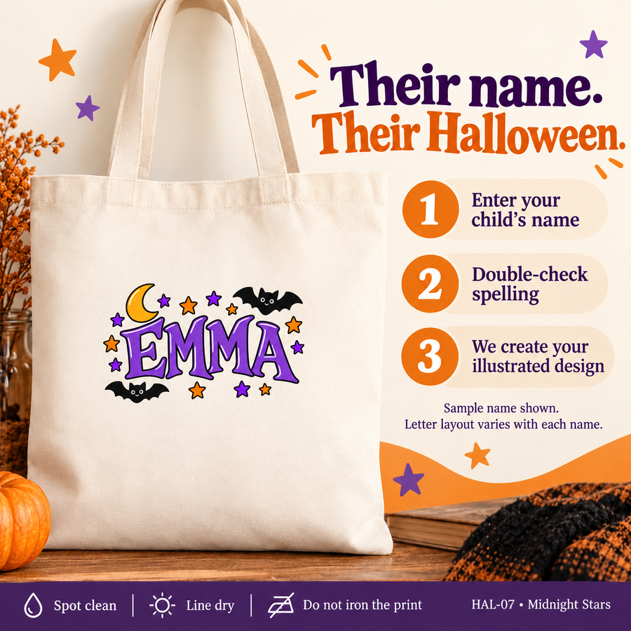 Personalized Midnight Stars Halloween Treat Bag