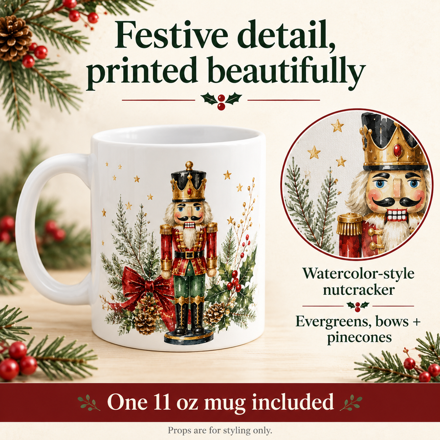 Watercolor Nutcracker Christmas Mug