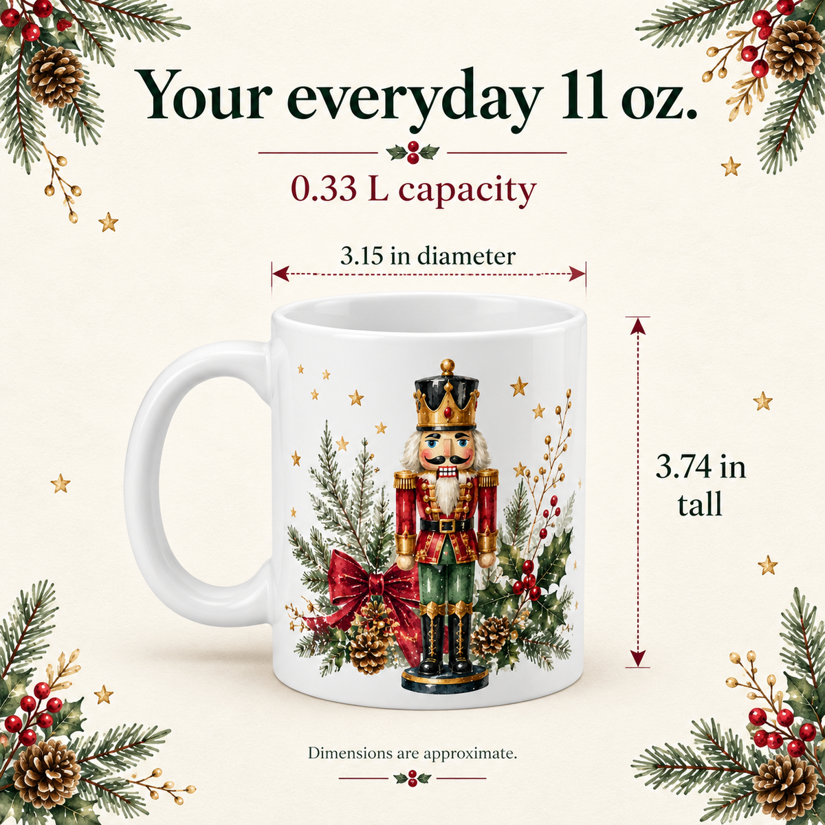 Watercolor Nutcracker Christmas Mug