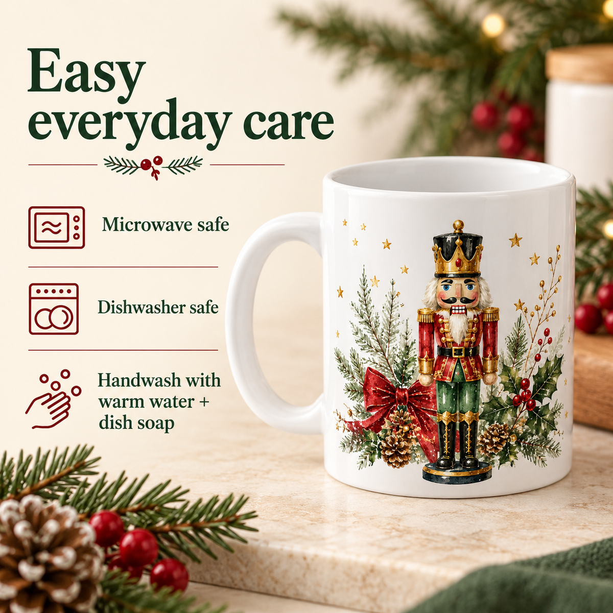 Watercolor Nutcracker Christmas Mug