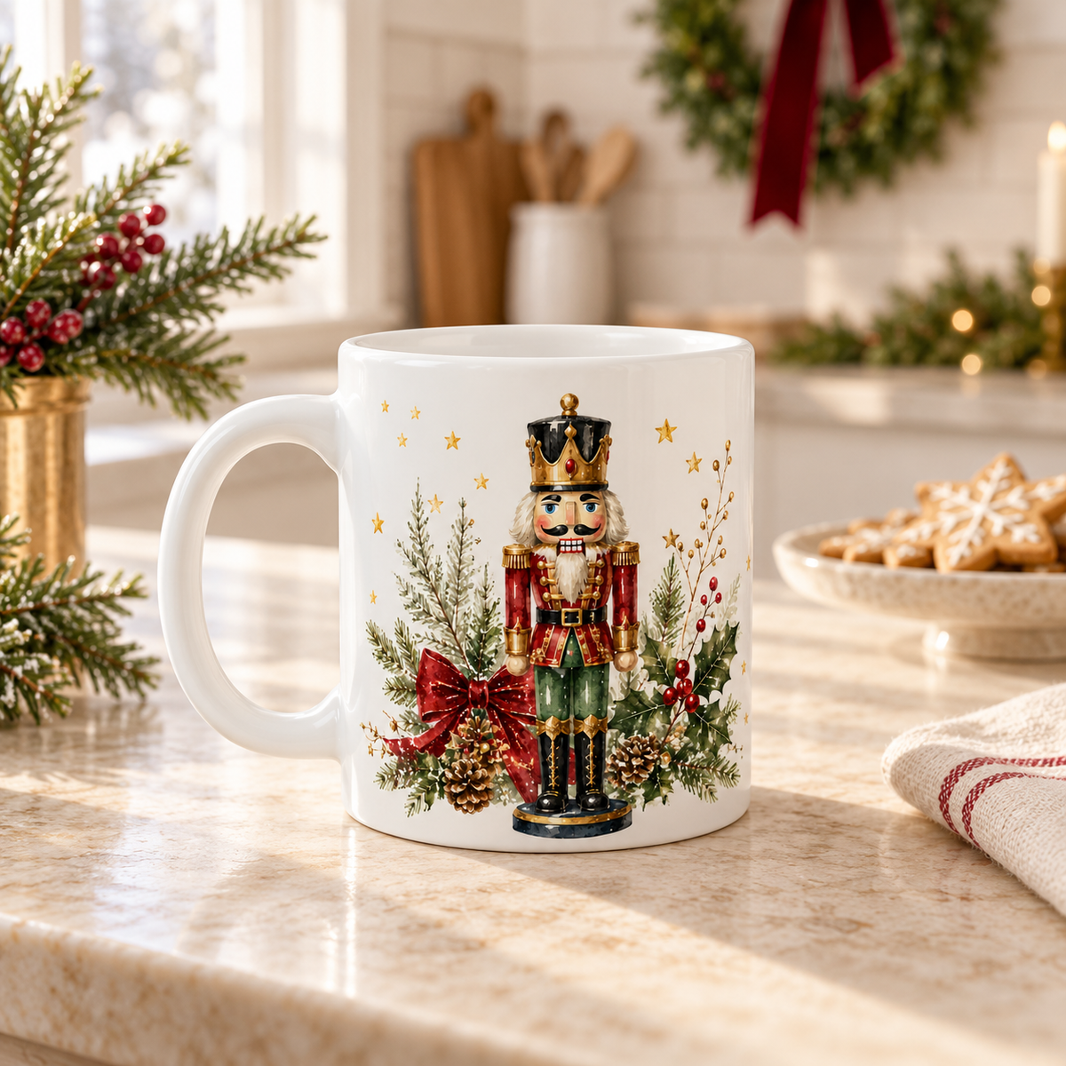 Watercolor Nutcracker Christmas Mug