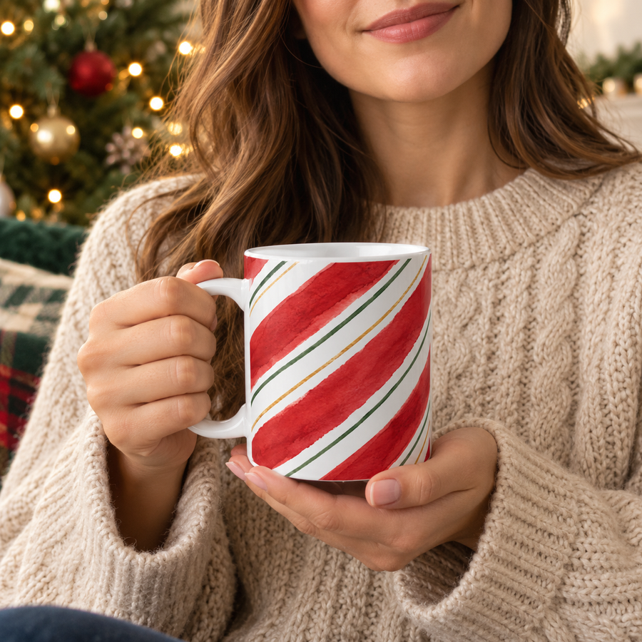 Candy Cane Stripe Christmas Mug