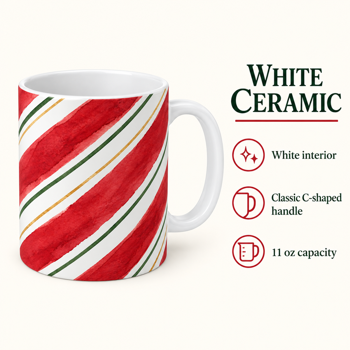 Candy Cane Stripe Christmas Mug