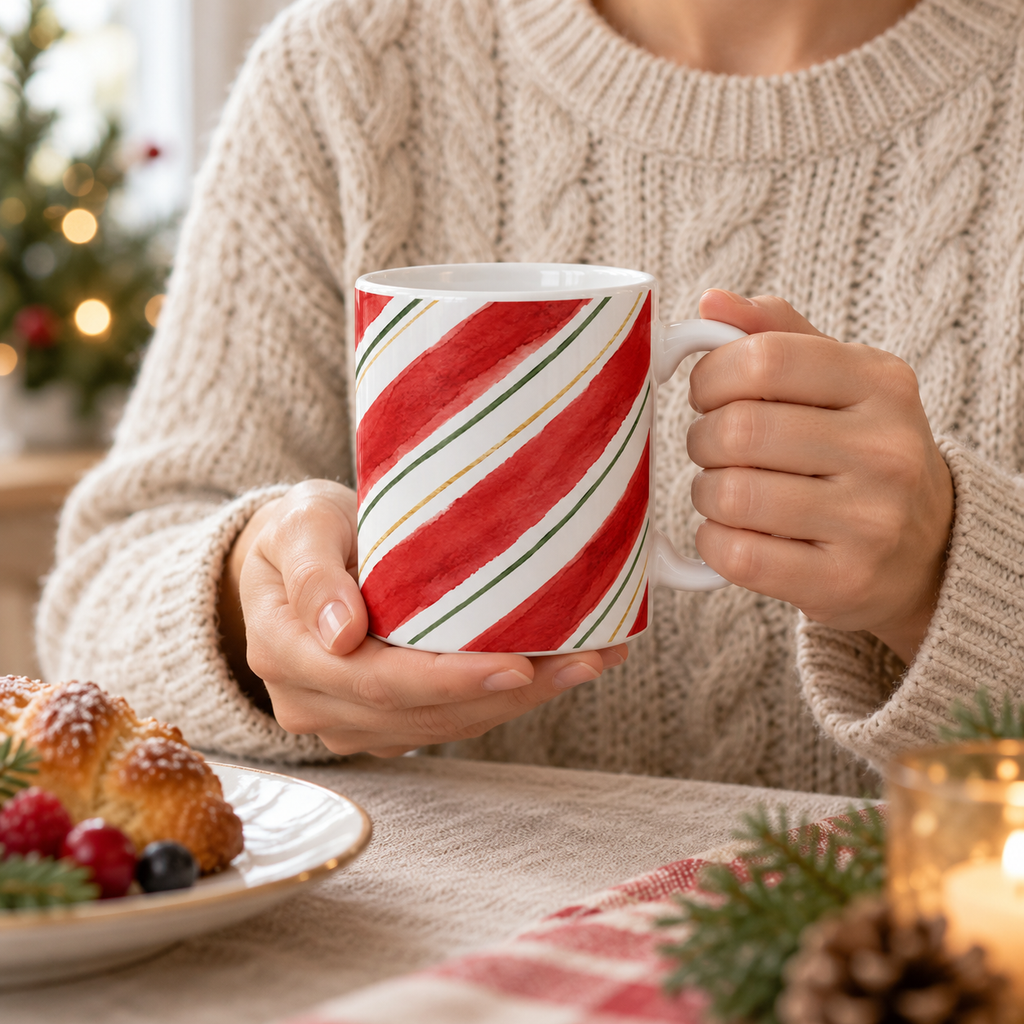 Candy Cane Stripe Christmas Mug
