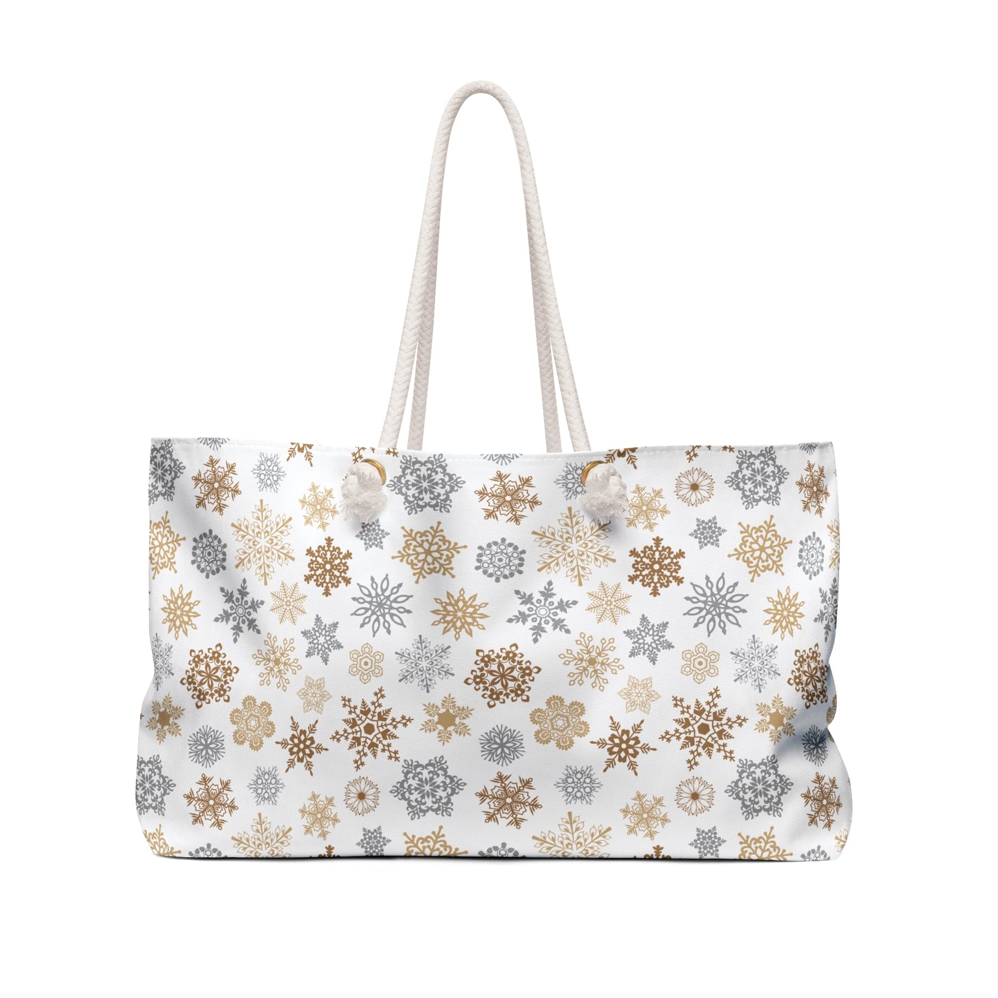 Christmas Gold and Silver Snowflakes Weekender Bag
