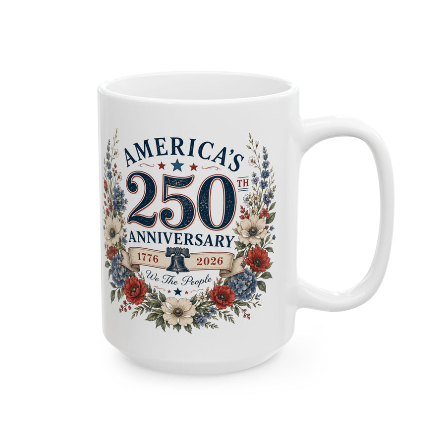 America's 250th Anniversary Floral Wreath Mug