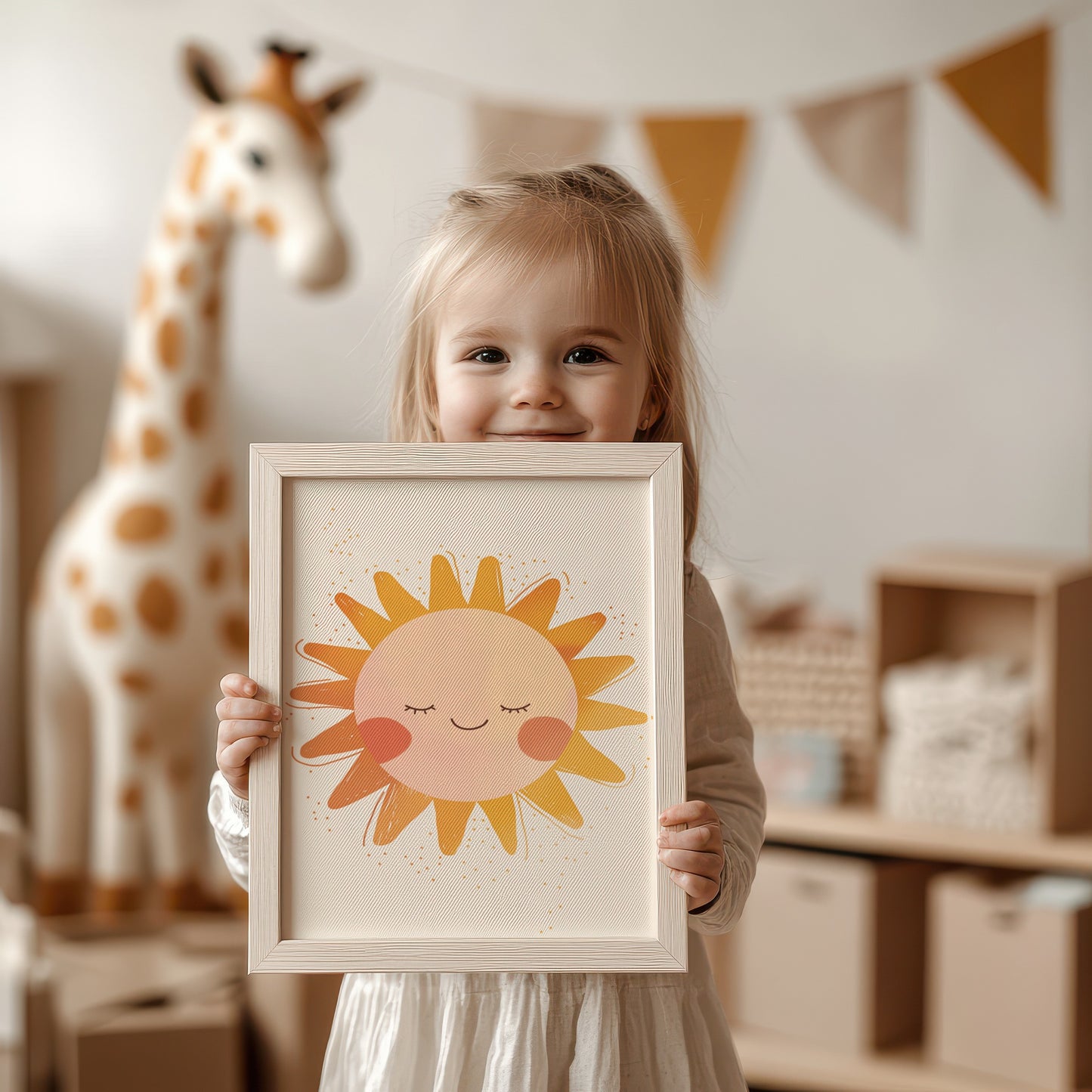 Smiling Sun Art Print for Children's Room Decor product