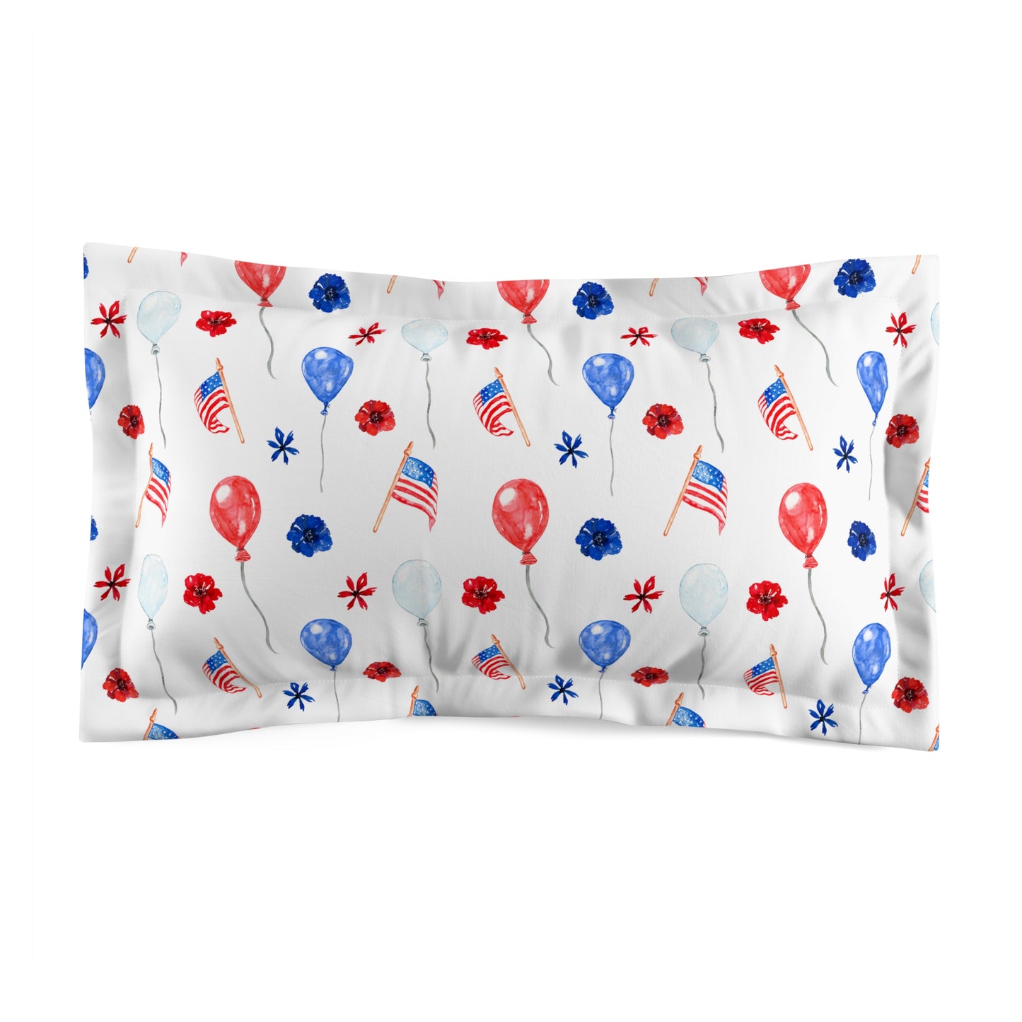 American Flags and Balloons Microfiber Pillow Sham