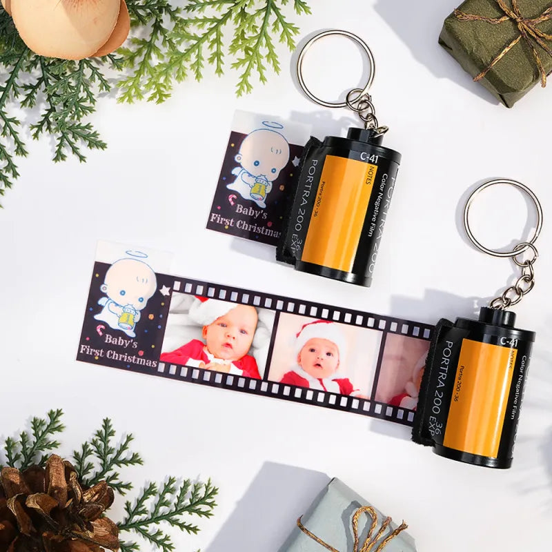 Baby's First Christmas Photo Film Roll Keychain