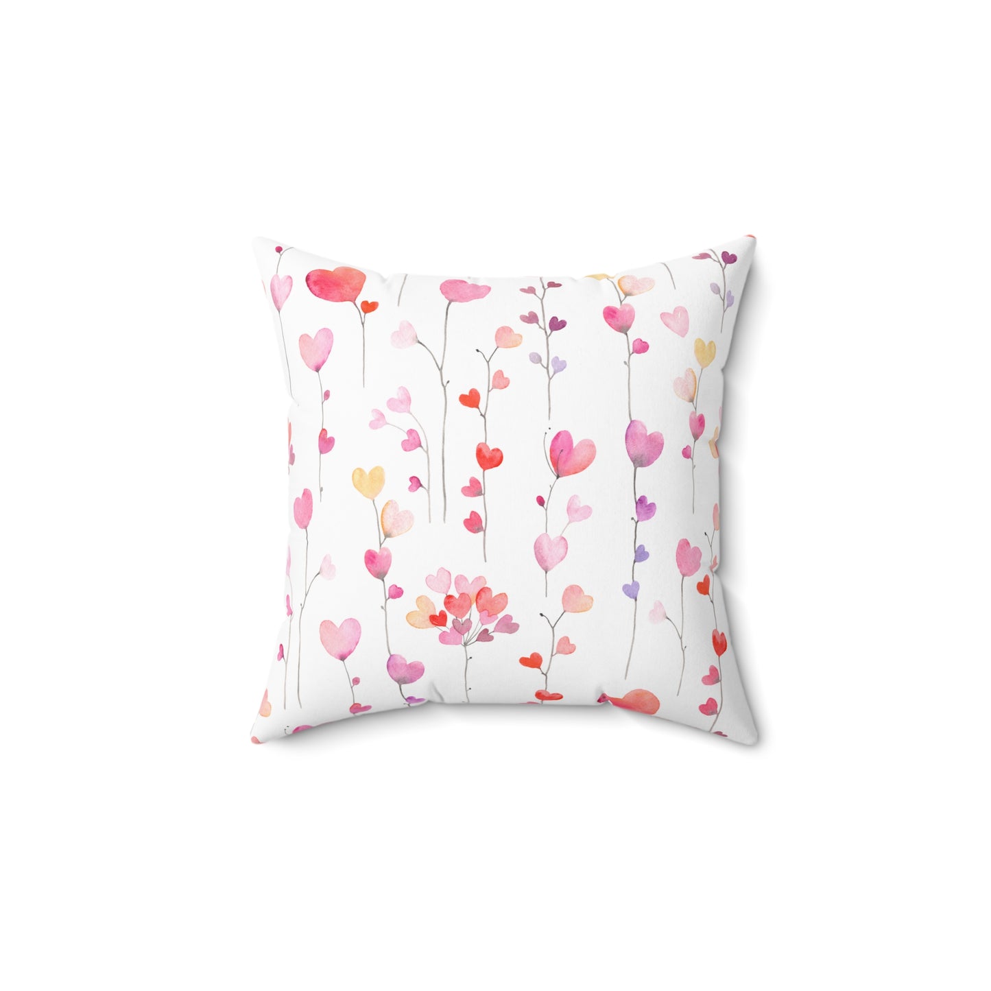 Heart Flowers Spun Polyester Square Pillow