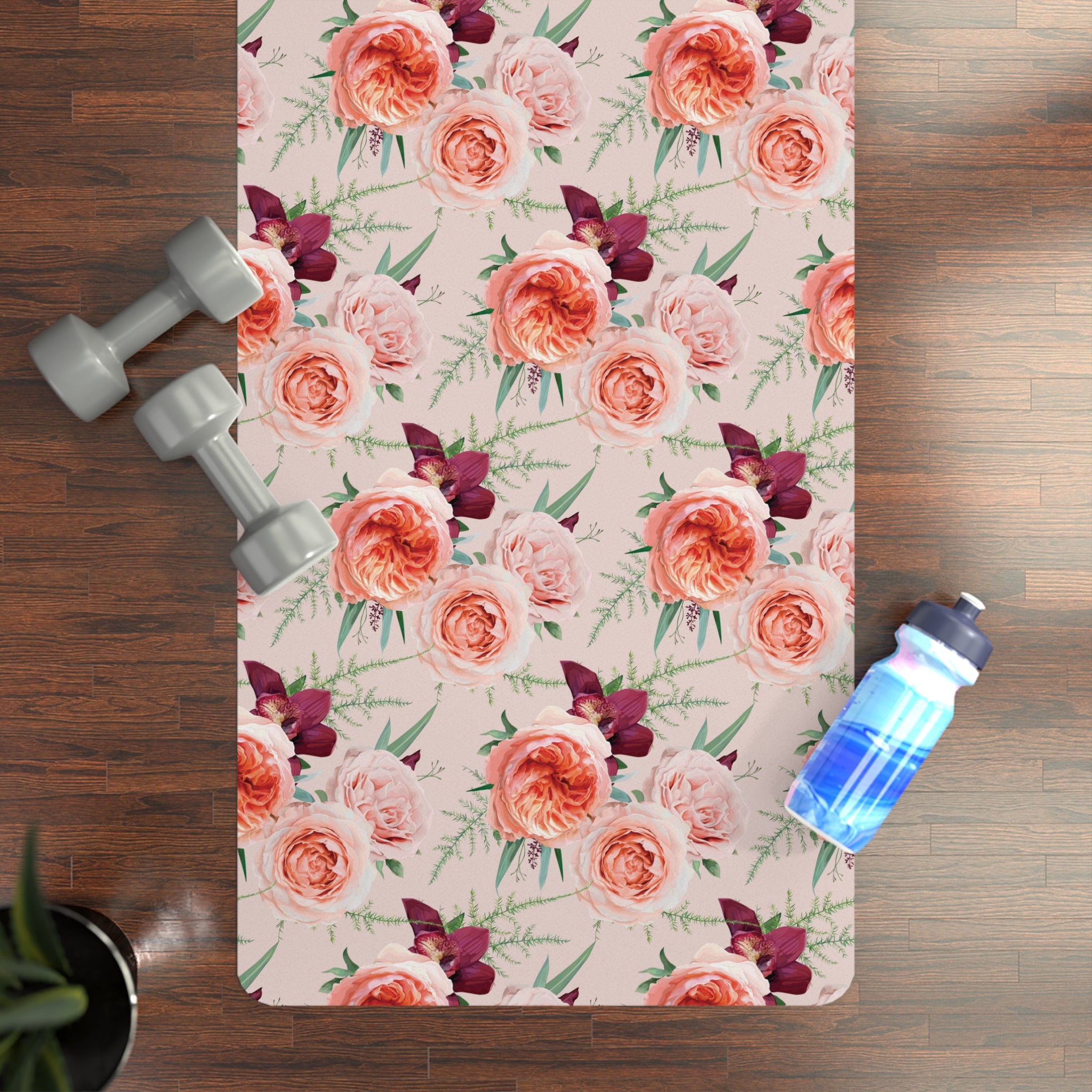 Blush Roses Rubber Yoga Mat