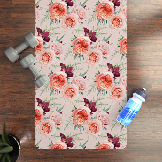 Blush Roses Rubber Yoga Mat