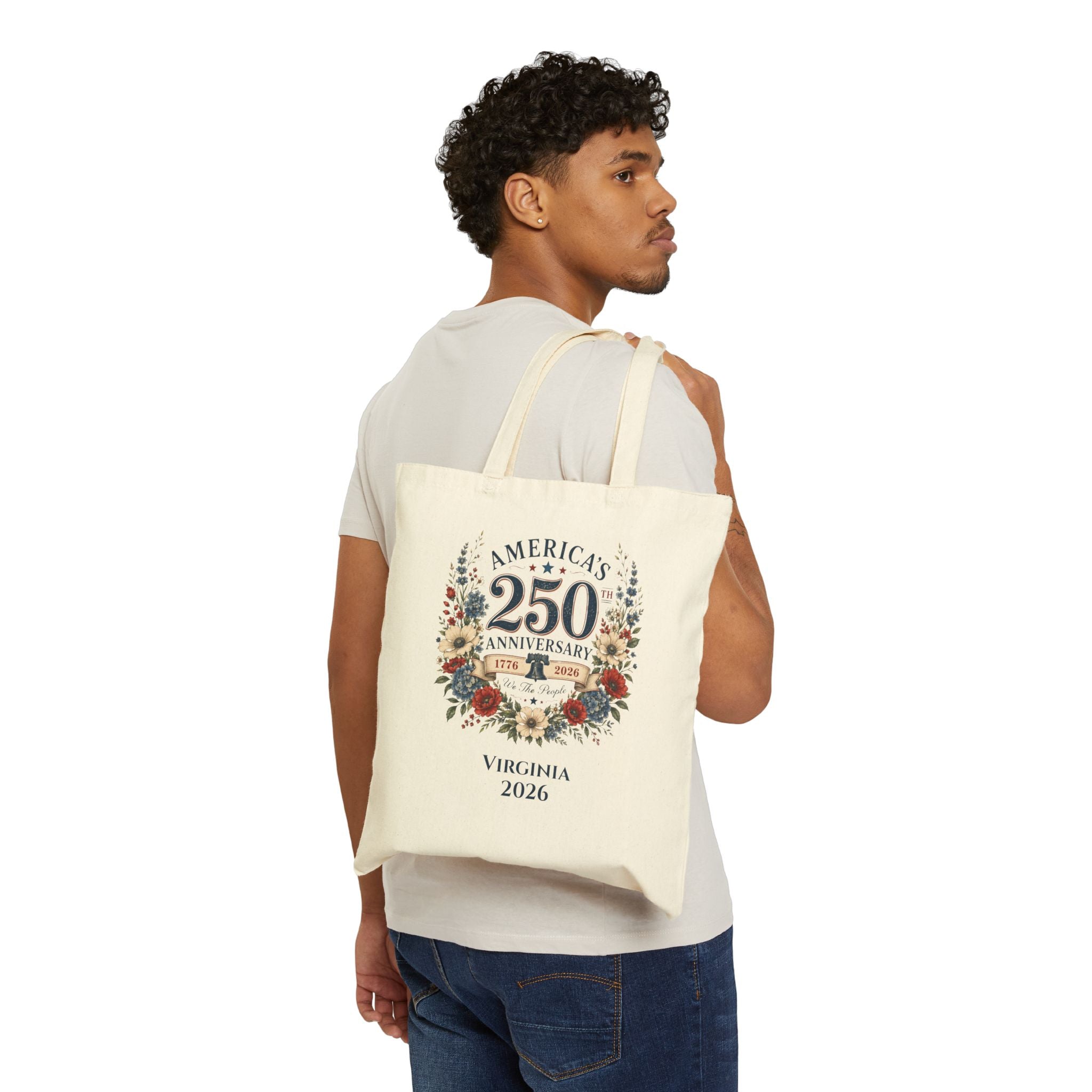 America's 250th Anniversary Tote Bag | Virginia 2026, Floral Wreath