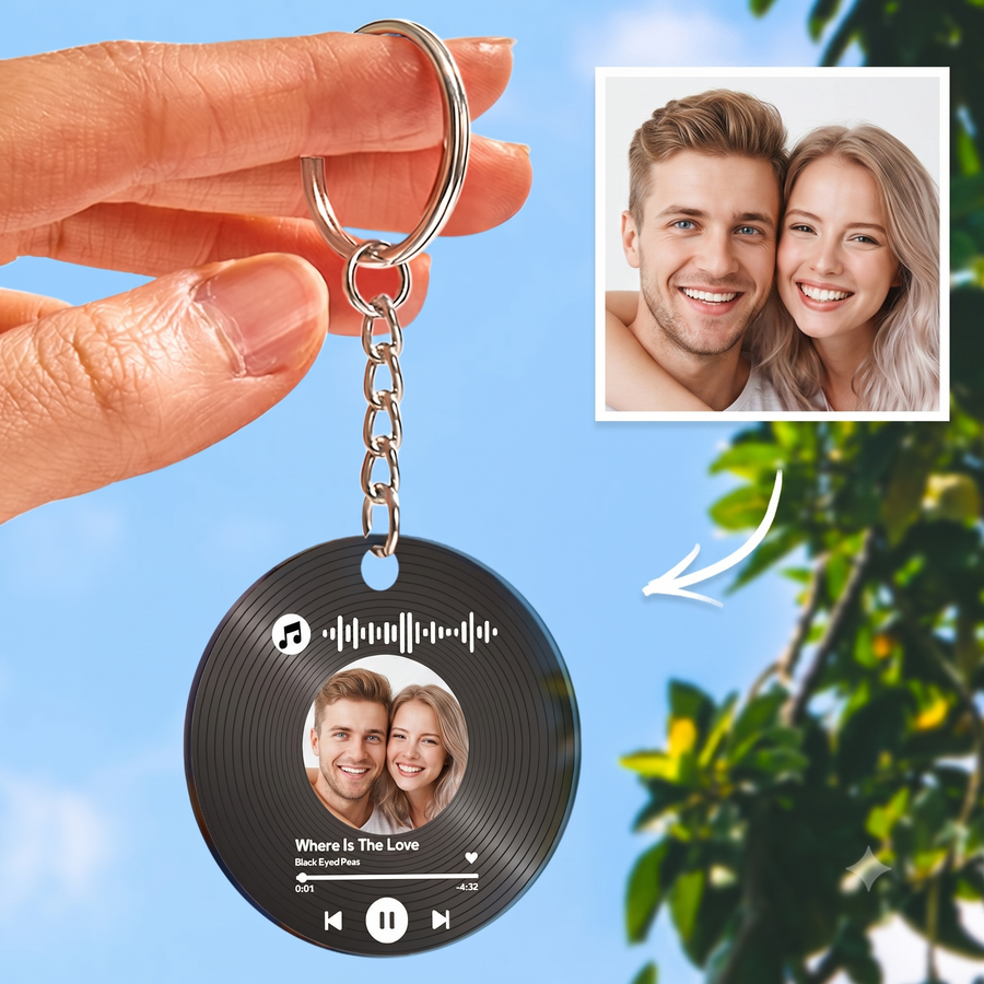Custom Spotify Code and Photo Keychain