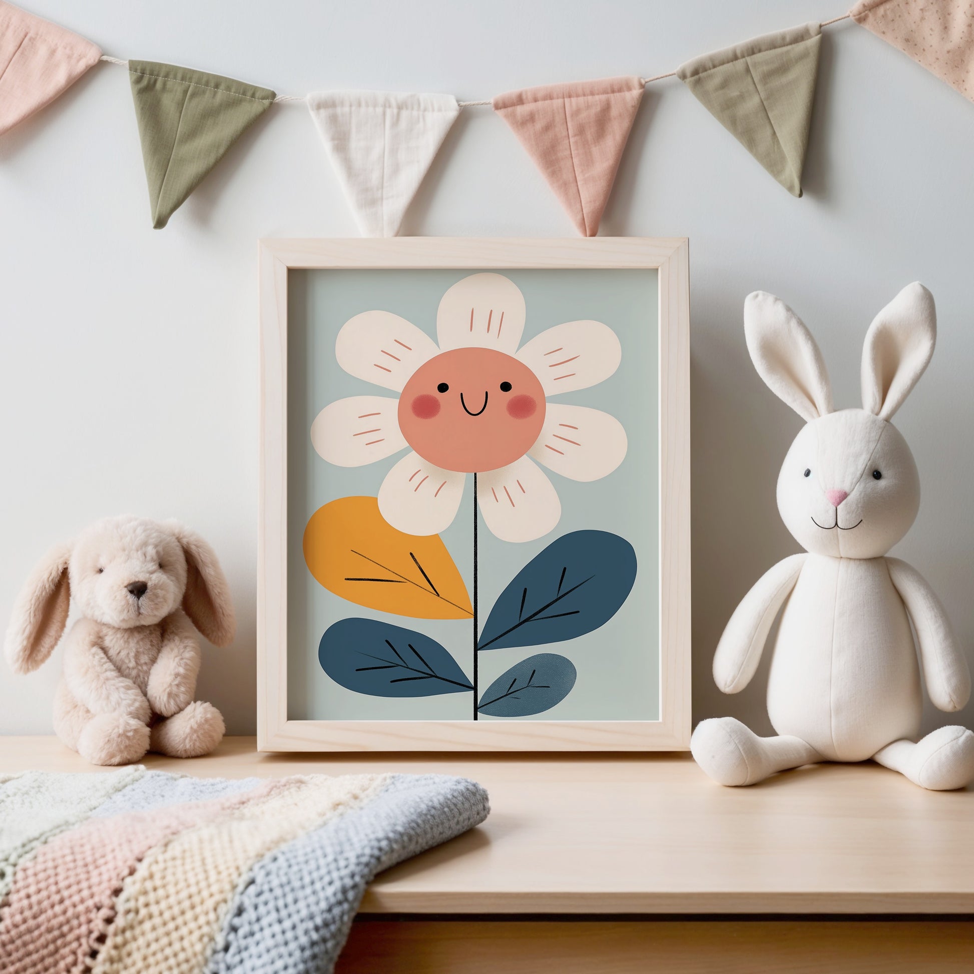 Adorable Smiling Flower Print for Nursery Decor product type