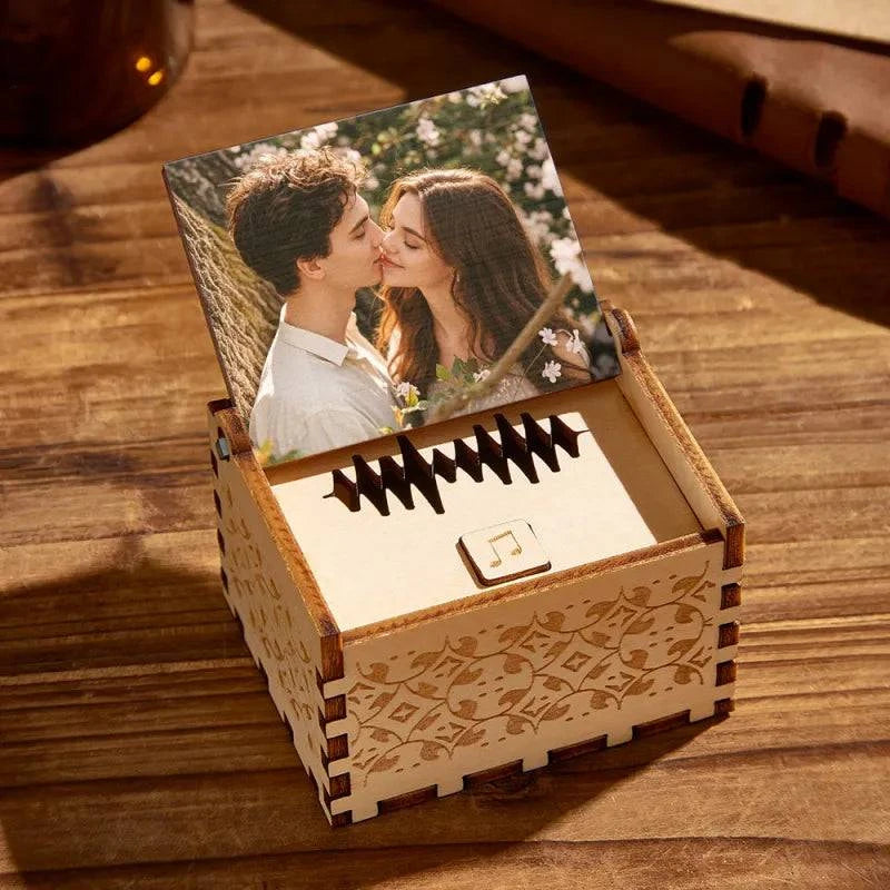 Custom Photo and Text Wooden Music Box