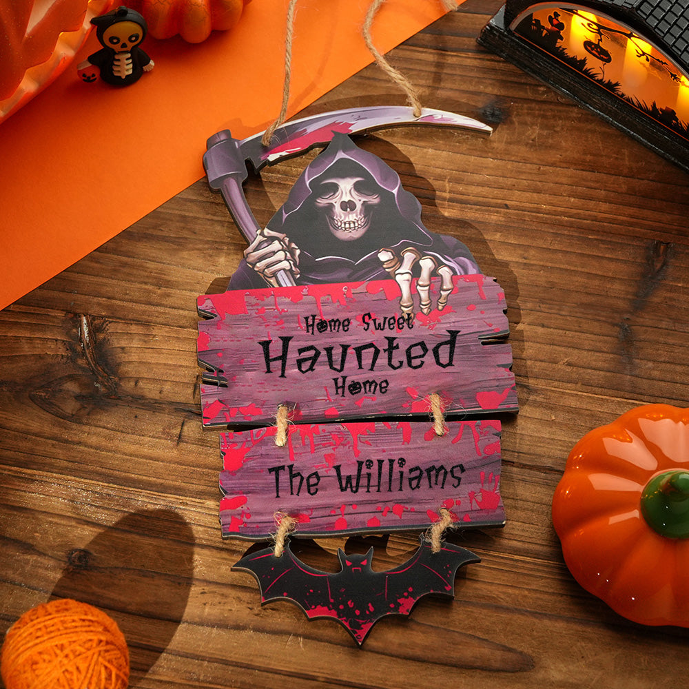 Personalized Death Scythe Halloween Door Sign