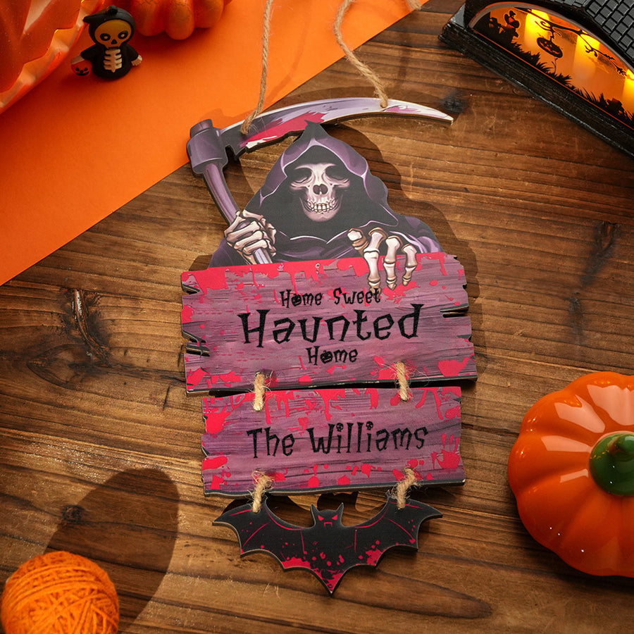 Personalized Death Scythe Halloween Door Sign