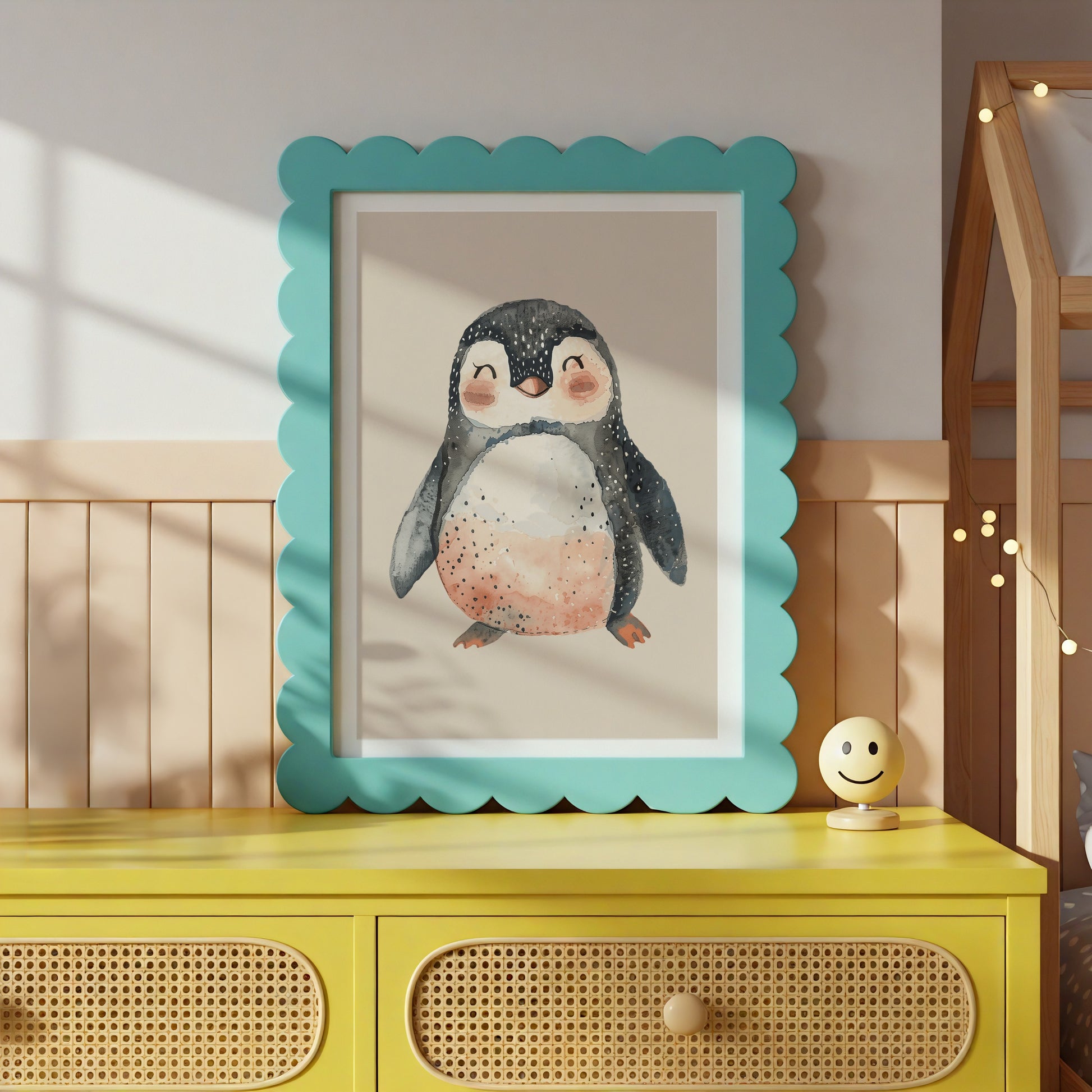 Cute Smiling Penguin Nursery Room Framed Artwork product type