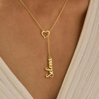 Custom Heart Name Lariat Necklace - Personalized Mother's Day Jewelry Gift