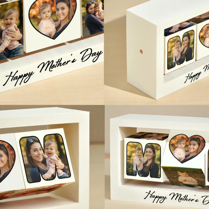Custom Rotating Photo Cube Frame - 360° Display Stand