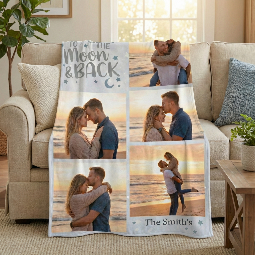 Personalized Photo Blanket for Couples - Custom Memory Throw